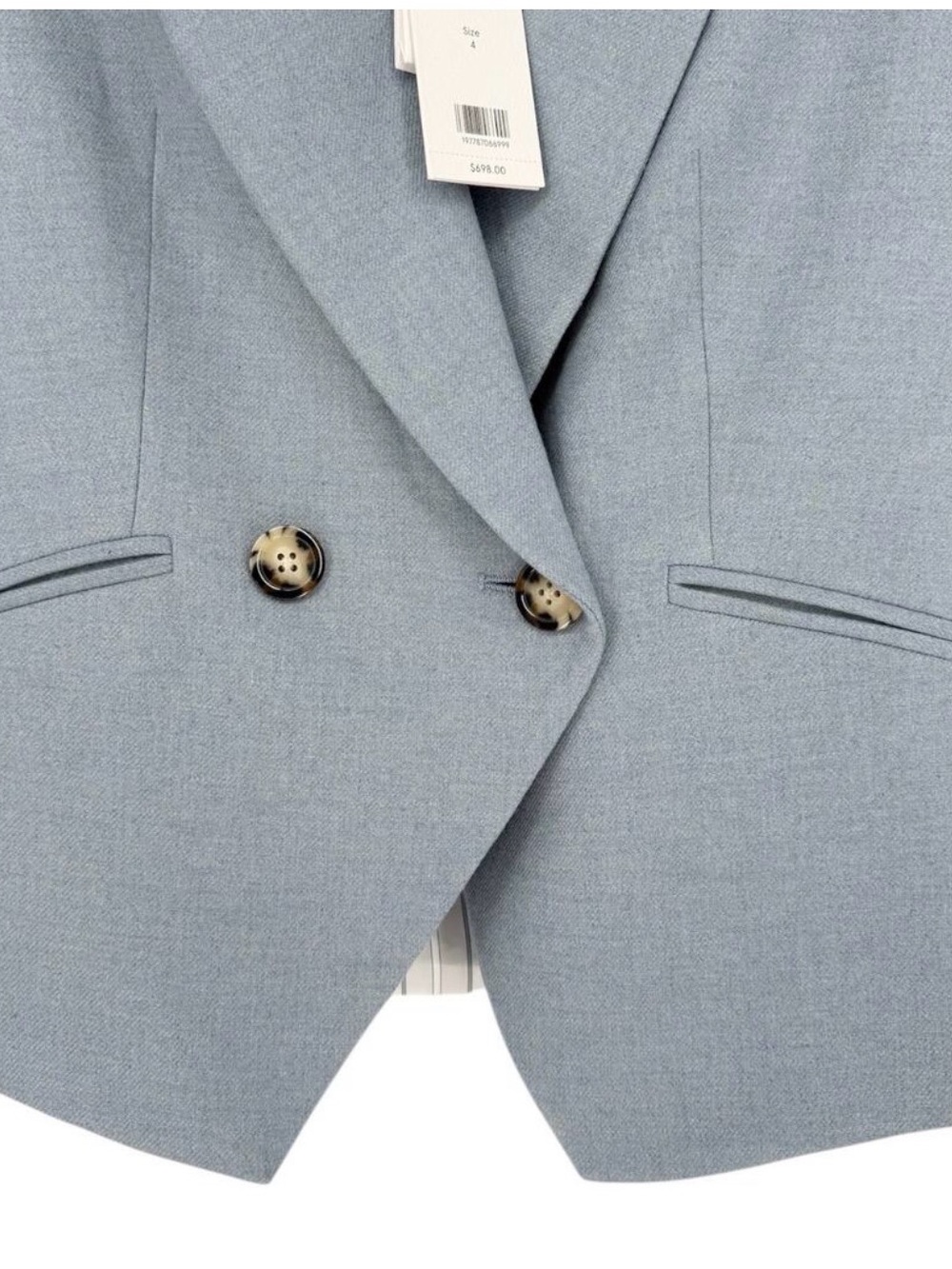 Veronica Beard Powder Blue Tailored Double-Breasted Blazer - Picture 8 of 16